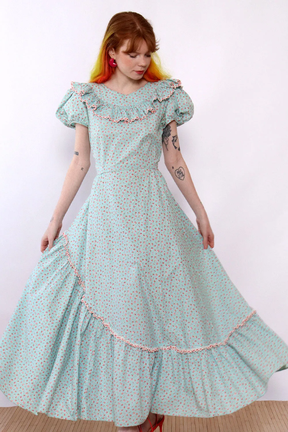 1940s Rosebud Cotton Maxi M