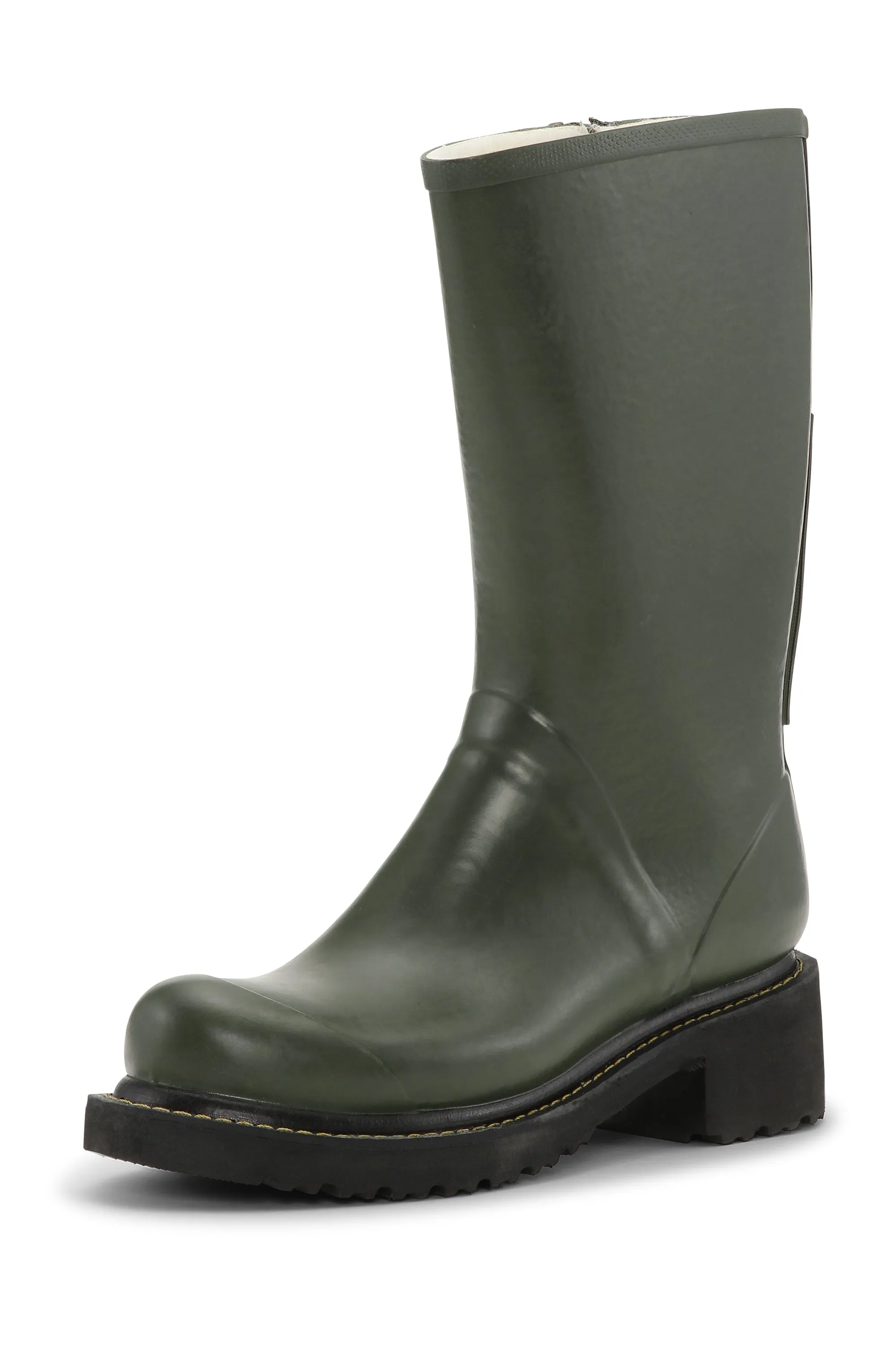 3/4 Rubber Boots With Zip - Army