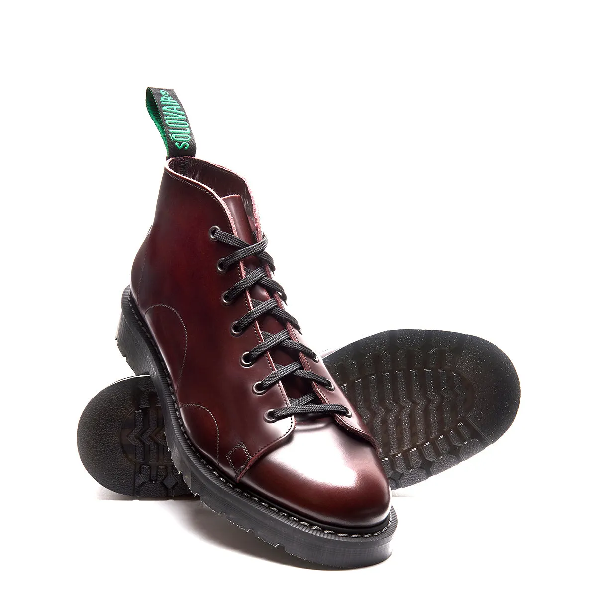 7 Eye Monkey Boot - Burgundy Rub Off Hi Shine Solovair Original Sole Smoke