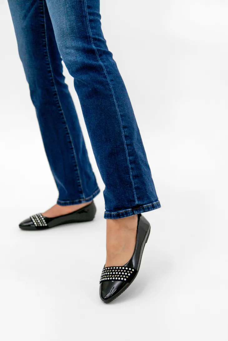 Almond Toe Studded Band Ballet Flats (Pyper)