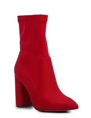 Ankle Lycra Block Heeled Boots