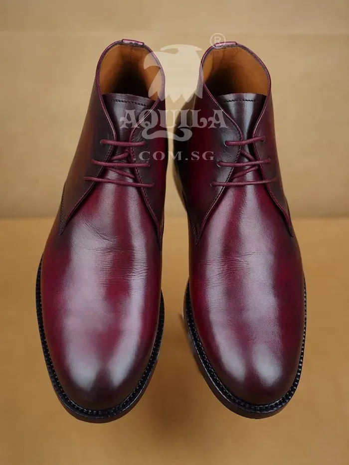 Aquila Chukka Boots in Hand Dyed Oxblood Leather