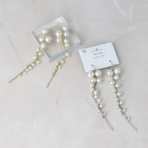 Bubble Pearl Linear Drop Earrings