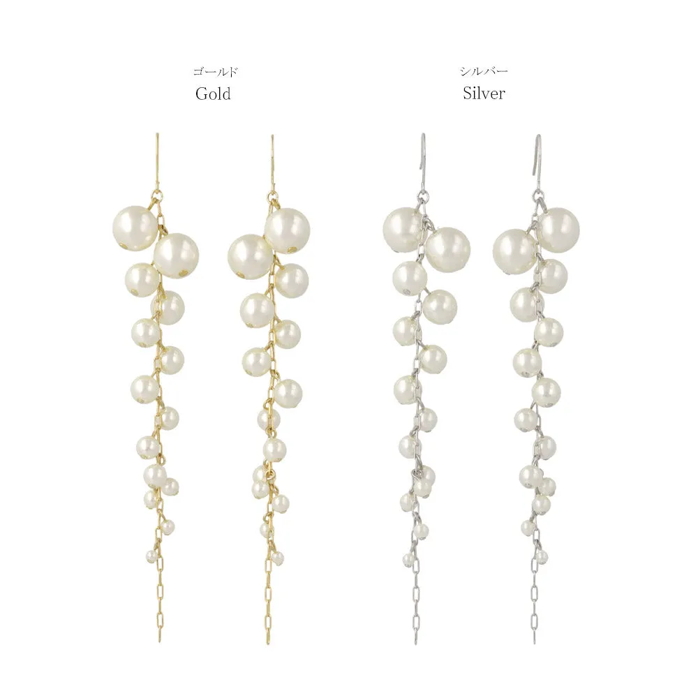 Bubble Pearl Linear Drop Earrings