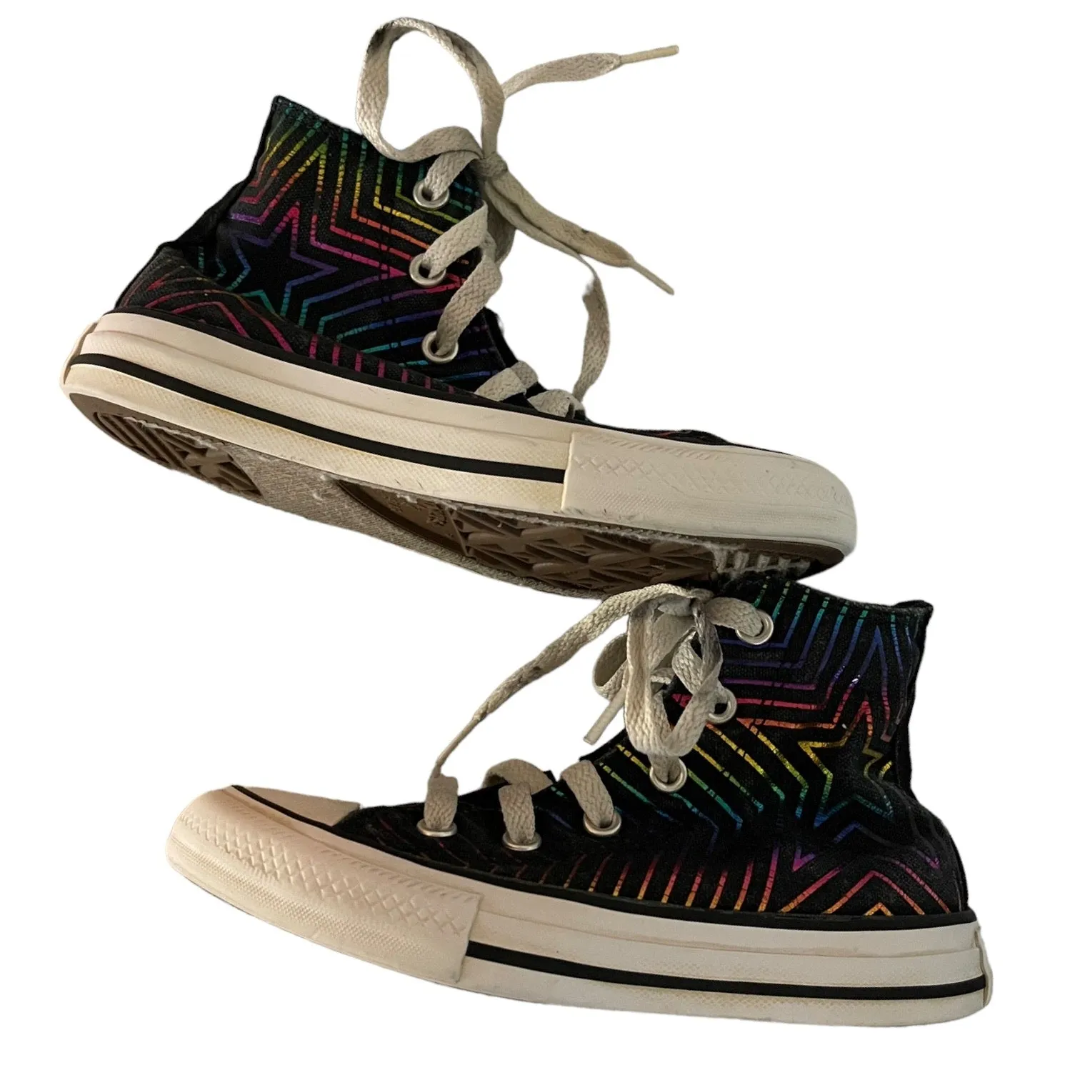 Converse Black Rainbow High Top Sneakers Size 12