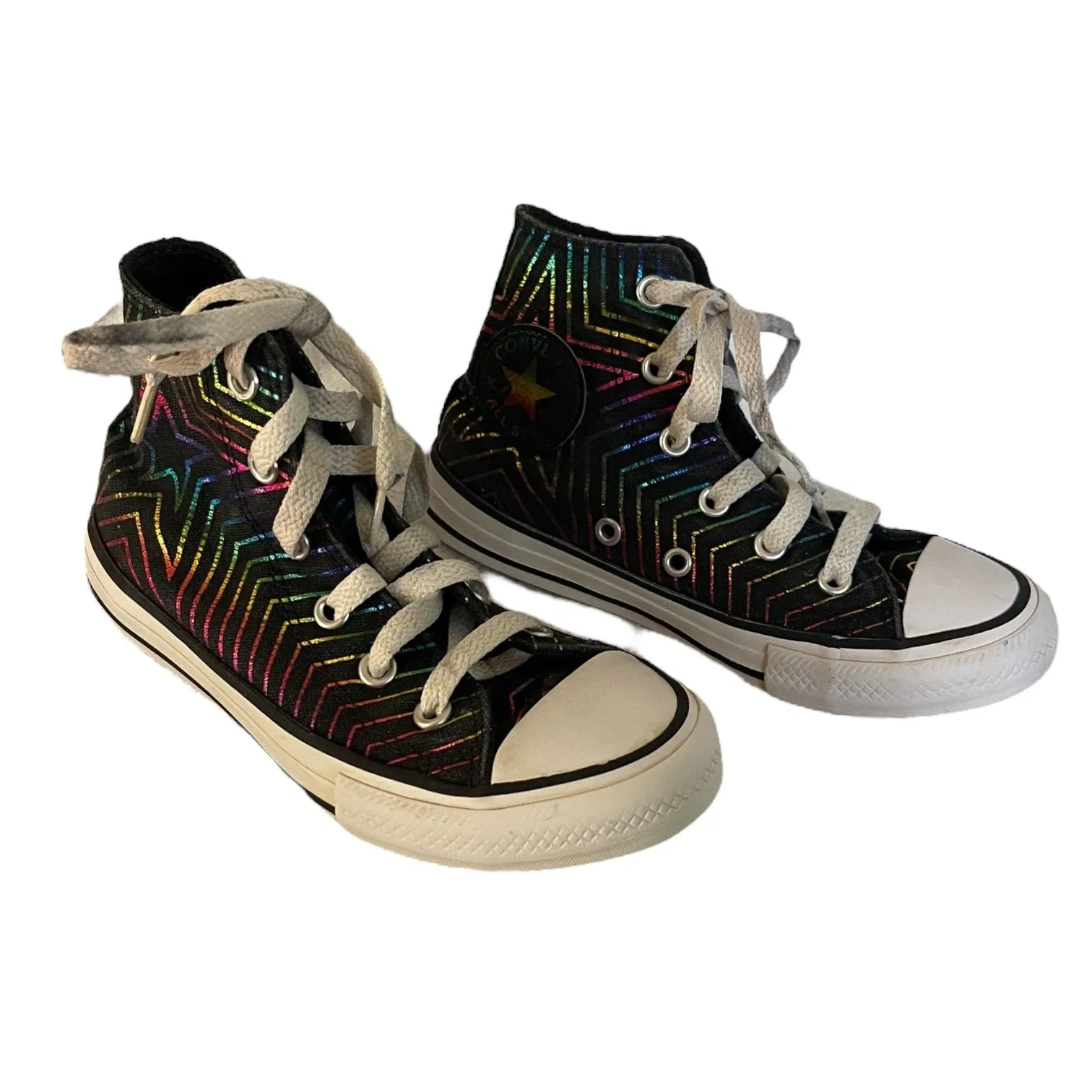 Converse Black Rainbow High Top Sneakers Size 12