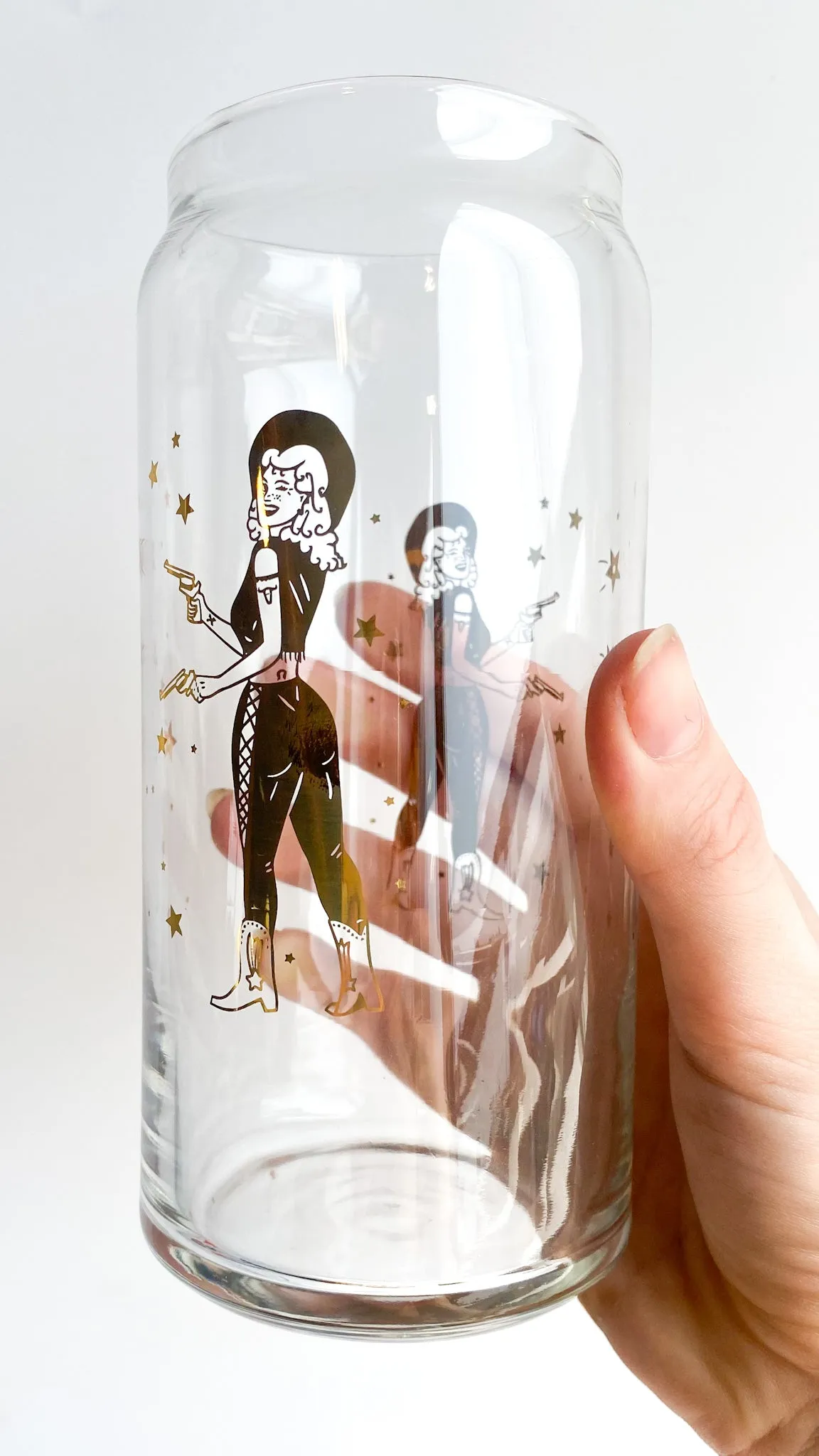 Cowgirl Shoots for the Stars Glass