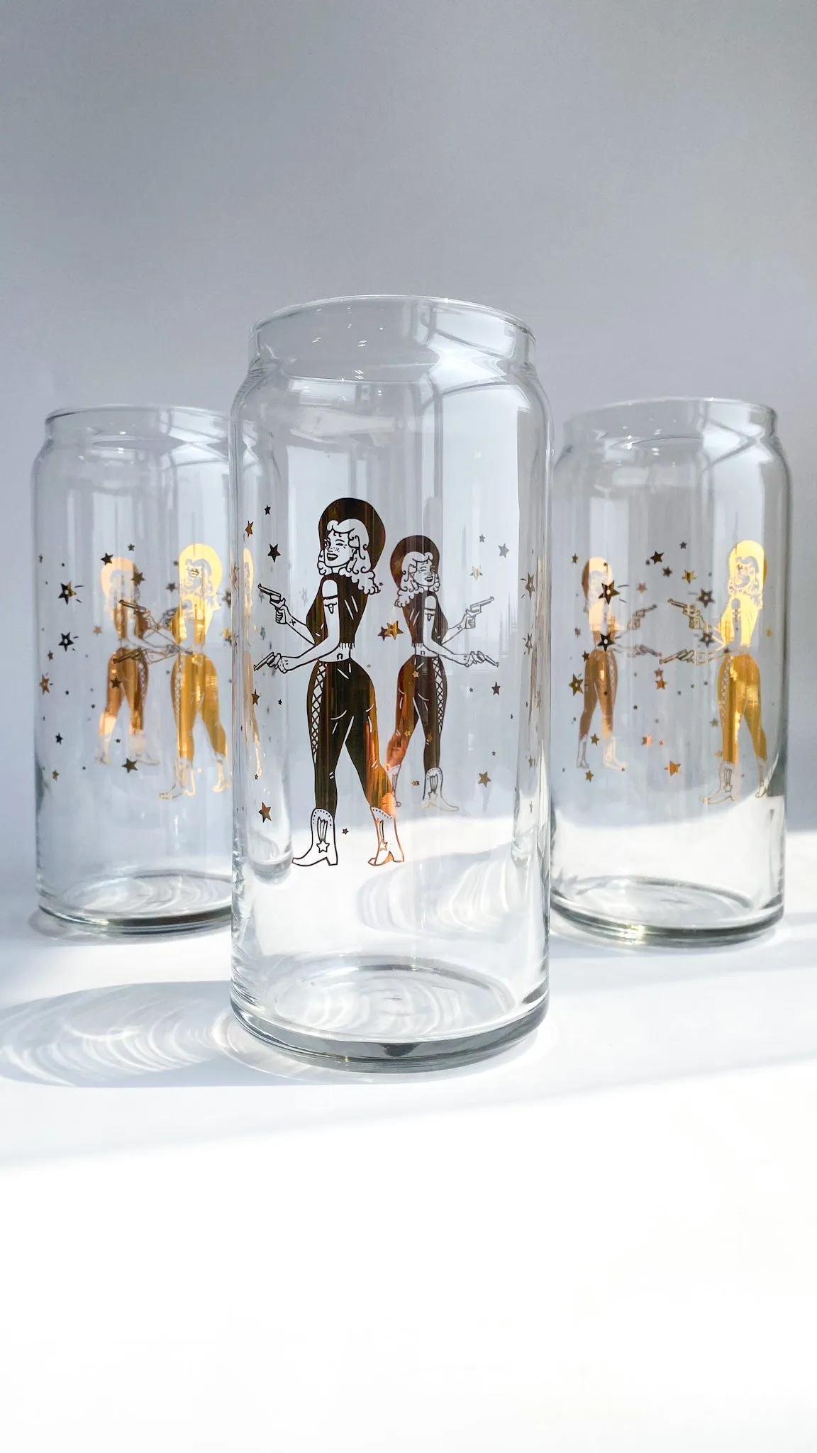 Cowgirl Shoots for the Stars Glass