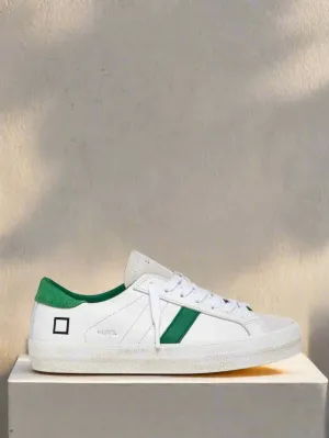 D.A.T.E HILL LOW VINTAGE COLOURED WHITE & GREEN SNEAKERS