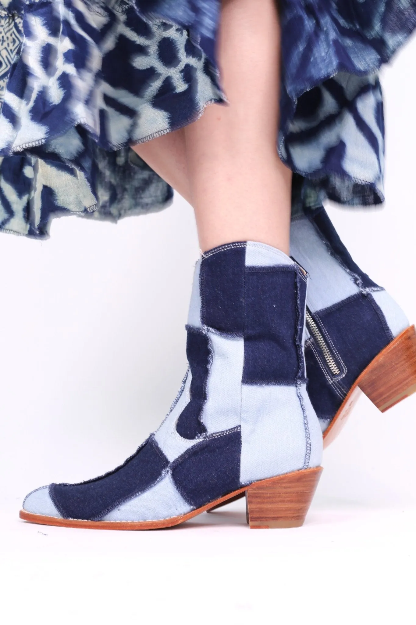 DENIM PATCHWORK BOOTS ANNIKA