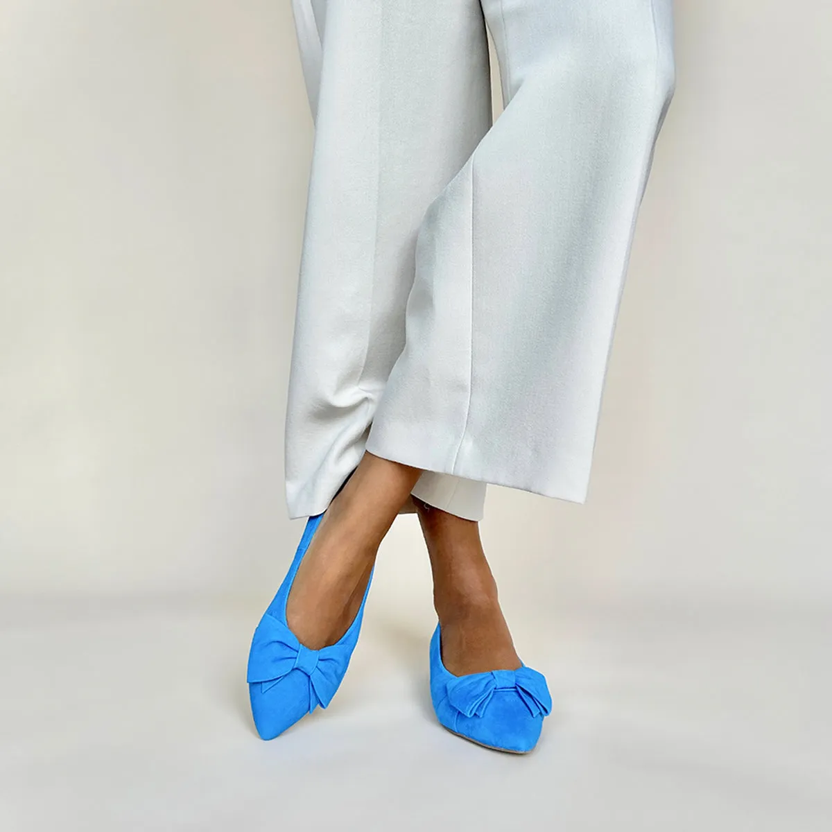 Dionne Extra-Wide Fit Flats - Blue Suede