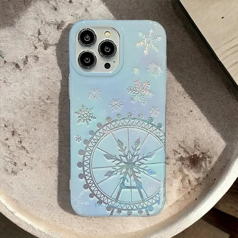 Dreamy Snowflake Cute Phone Case for iPhones 11, 12, 13, 14, 15 Pro Max, and 15 Plus - KBCPC234 Design