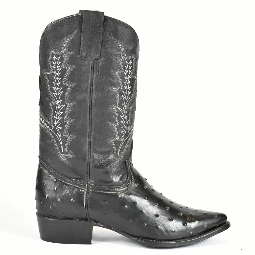 El Tejano Full Quill Ostrich Print Leather Pointed Toe Cowboy Boot 121373