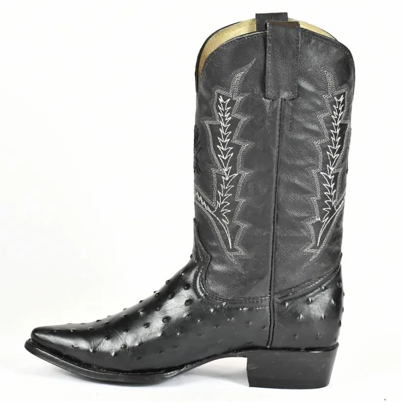 El Tejano Full Quill Ostrich Print Leather Pointed Toe Cowboy Boot 121373