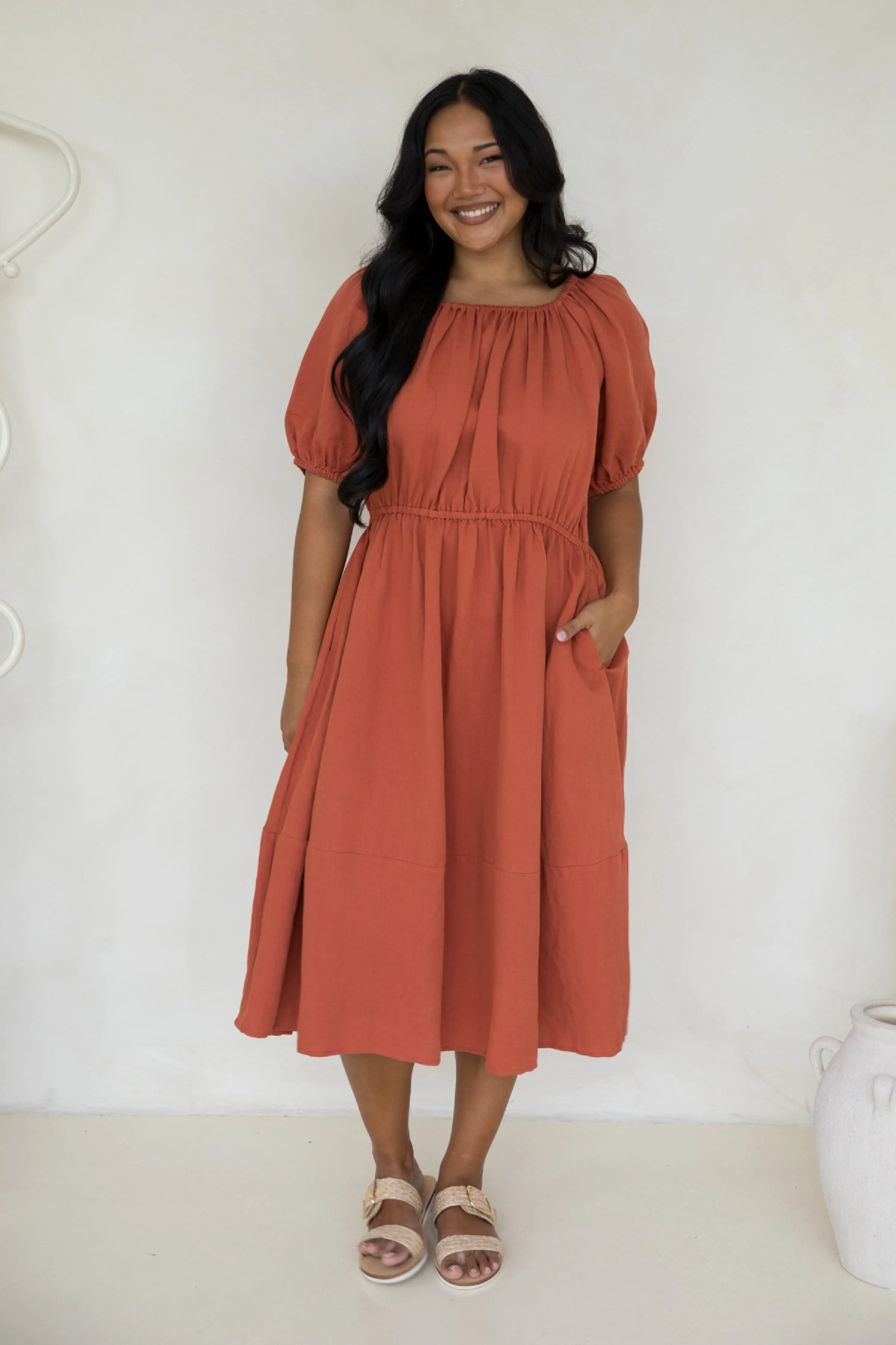 FINAL SALE Juliette Dress in Terracotta