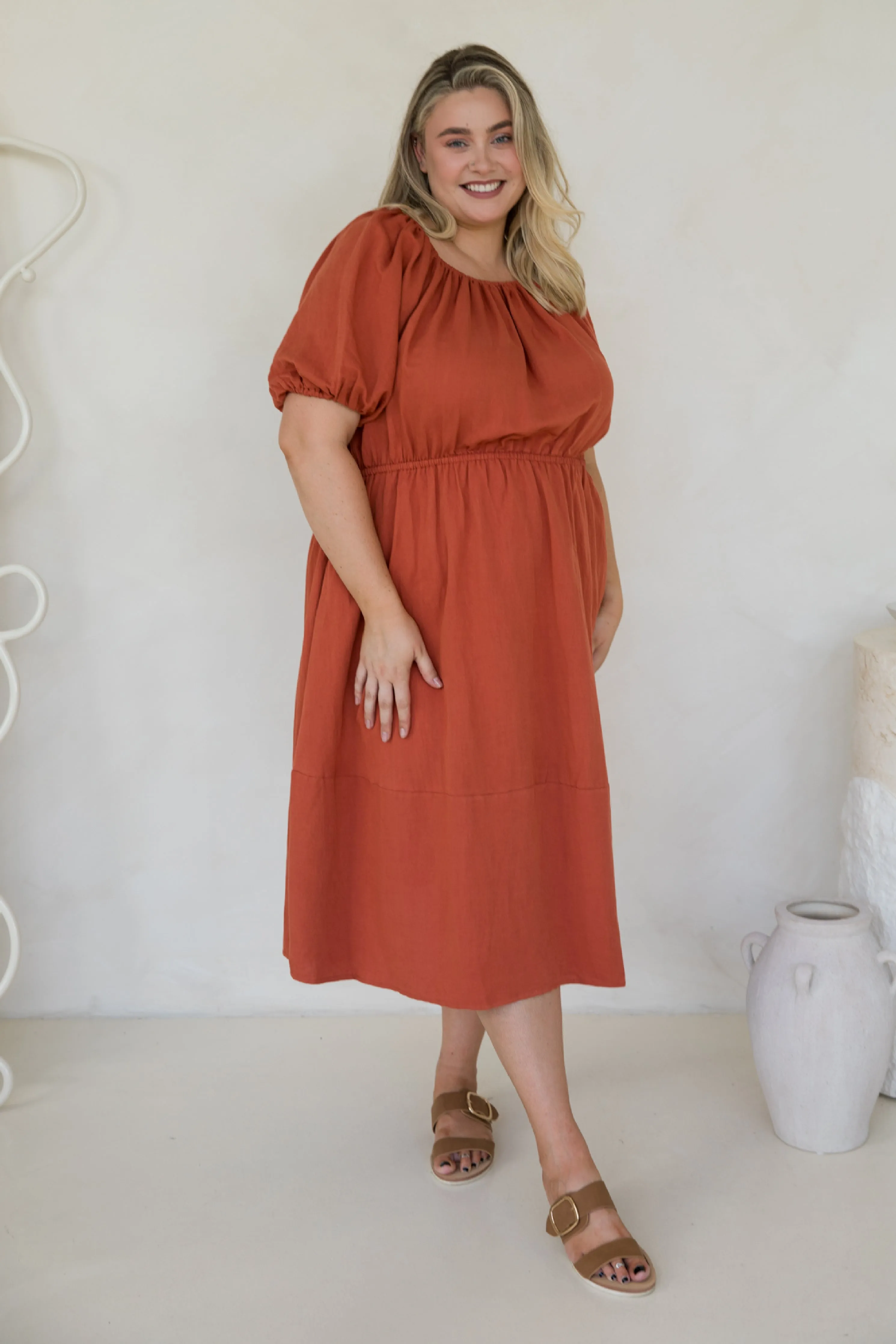 FINAL SALE Juliette Dress in Terracotta