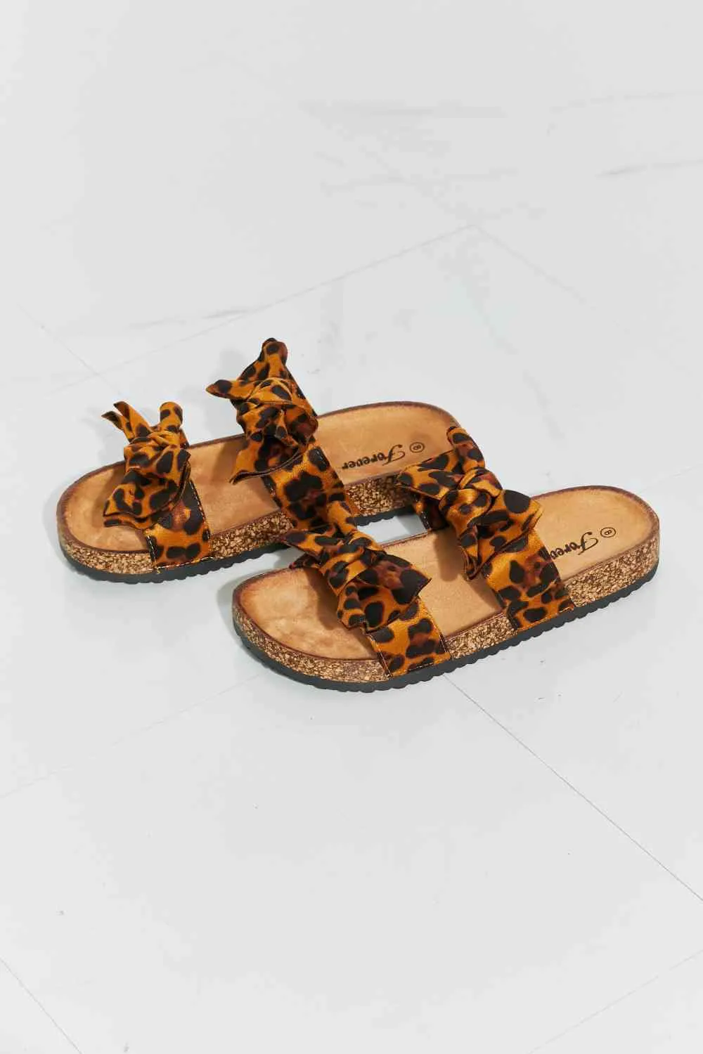 Forever Link Fiercely Feminine Leopard Bow Slide Sandals