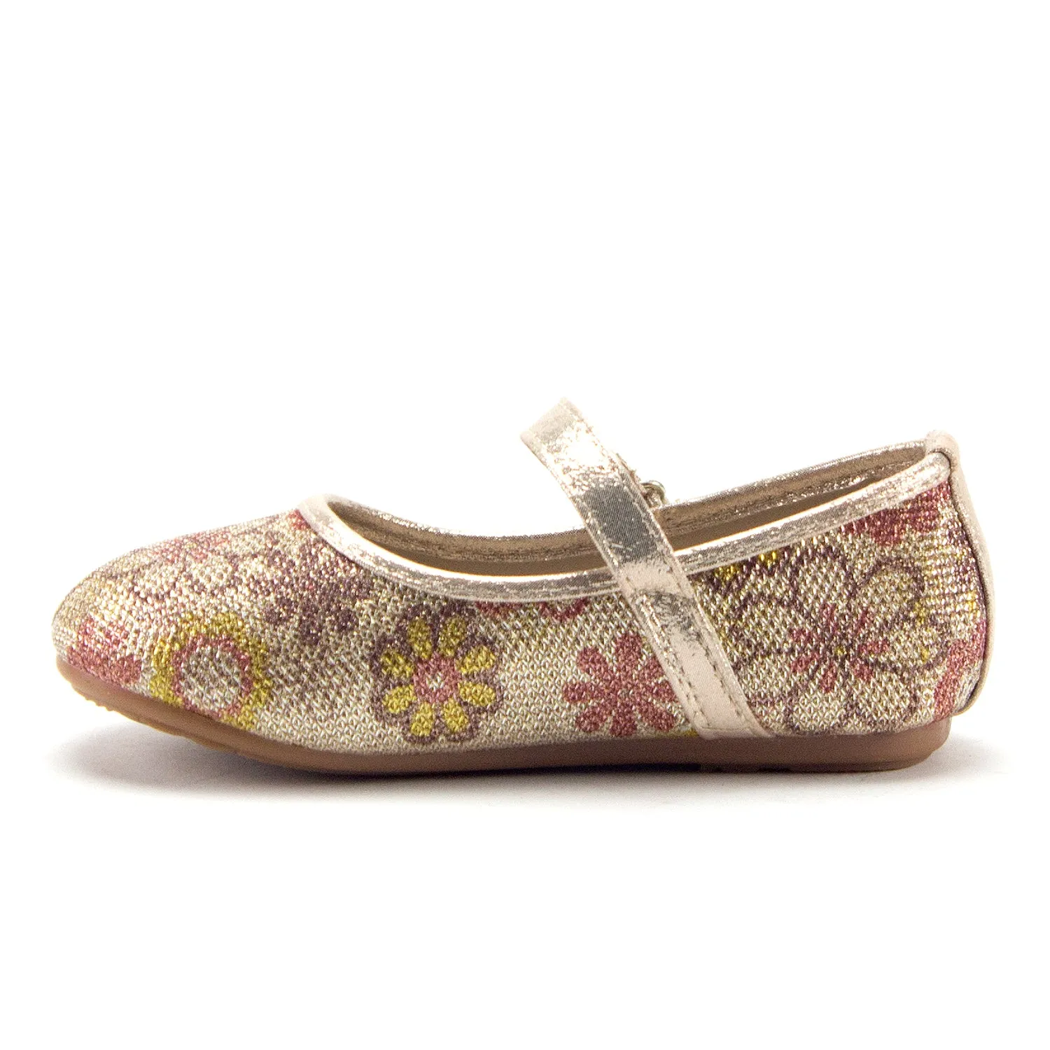 Girls FHX-03I Toddlers Mary Jane Embellished Floral Print Flats Shoes