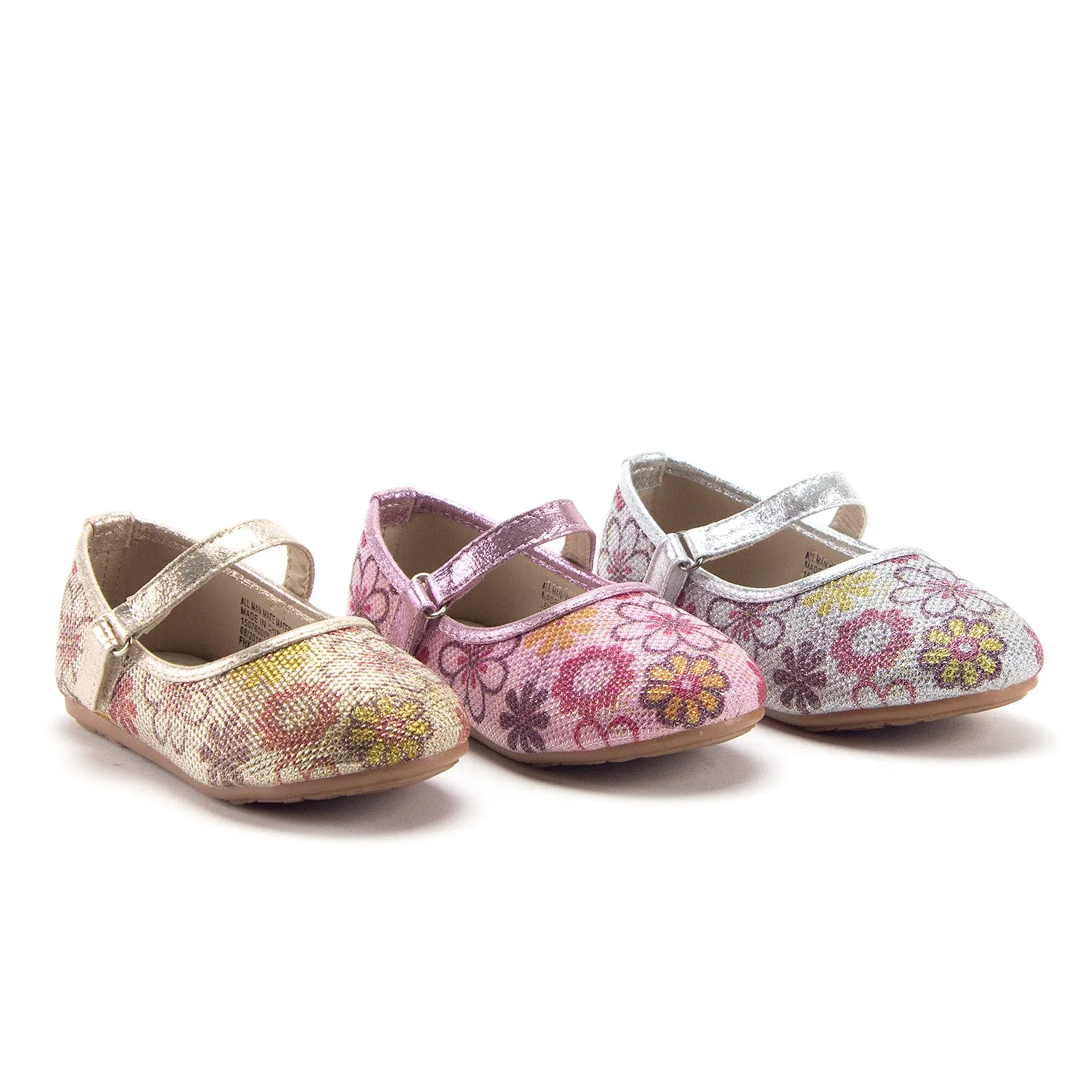 Girls FHX-03I Toddlers Mary Jane Embellished Floral Print Flats Shoes