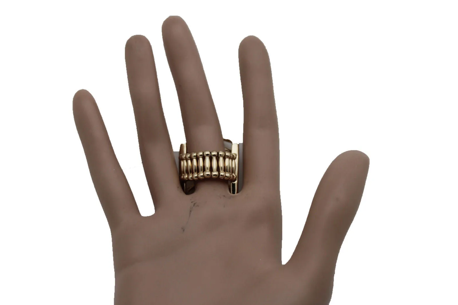 Gold Metal Elastic Band Ring Stripes Chevron Stylish Sexy