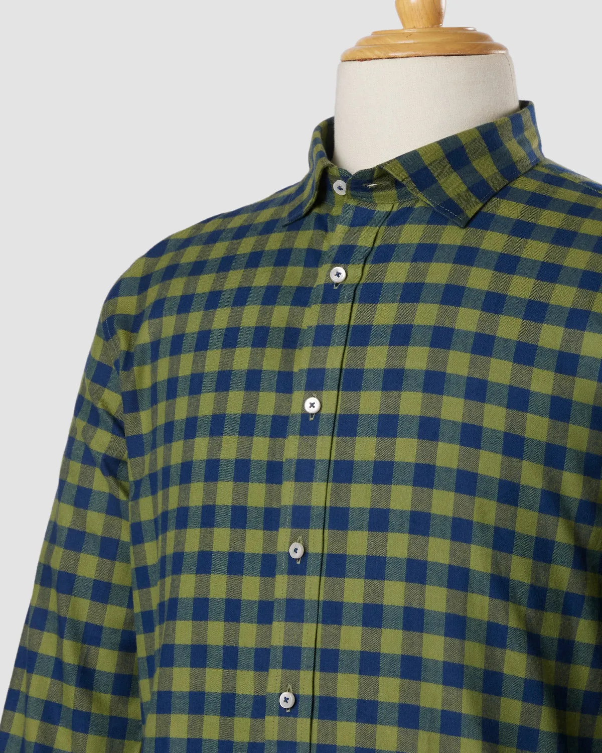 Japanese Olive Night Checked Shirt