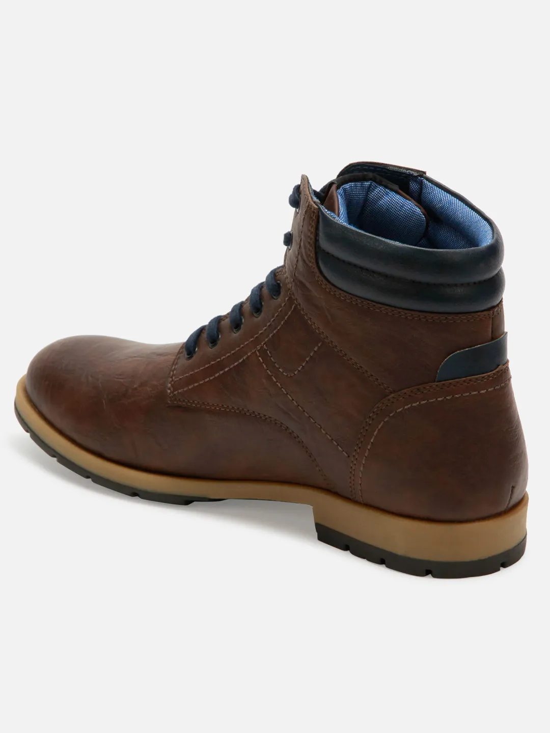 Men's Brown Round Toe High Top Boot (IX1022)