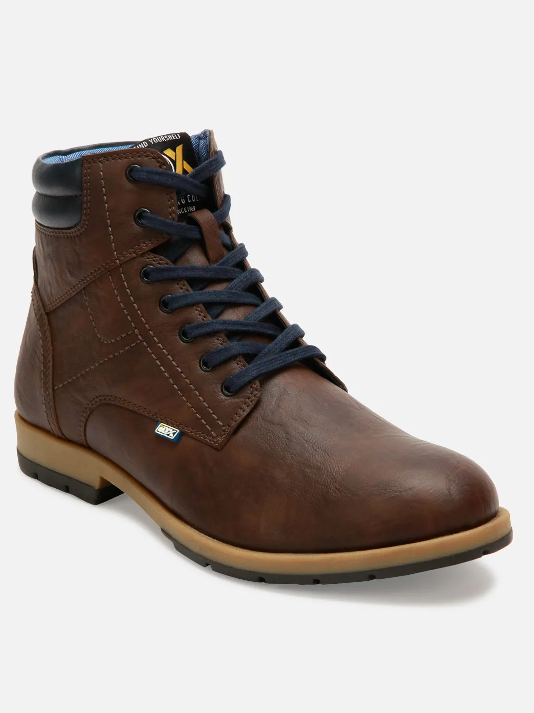 Men's Brown Round Toe High Top Boot (IX1022)