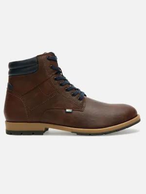 Men's Brown Round Toe High Top Boot (IX1022)