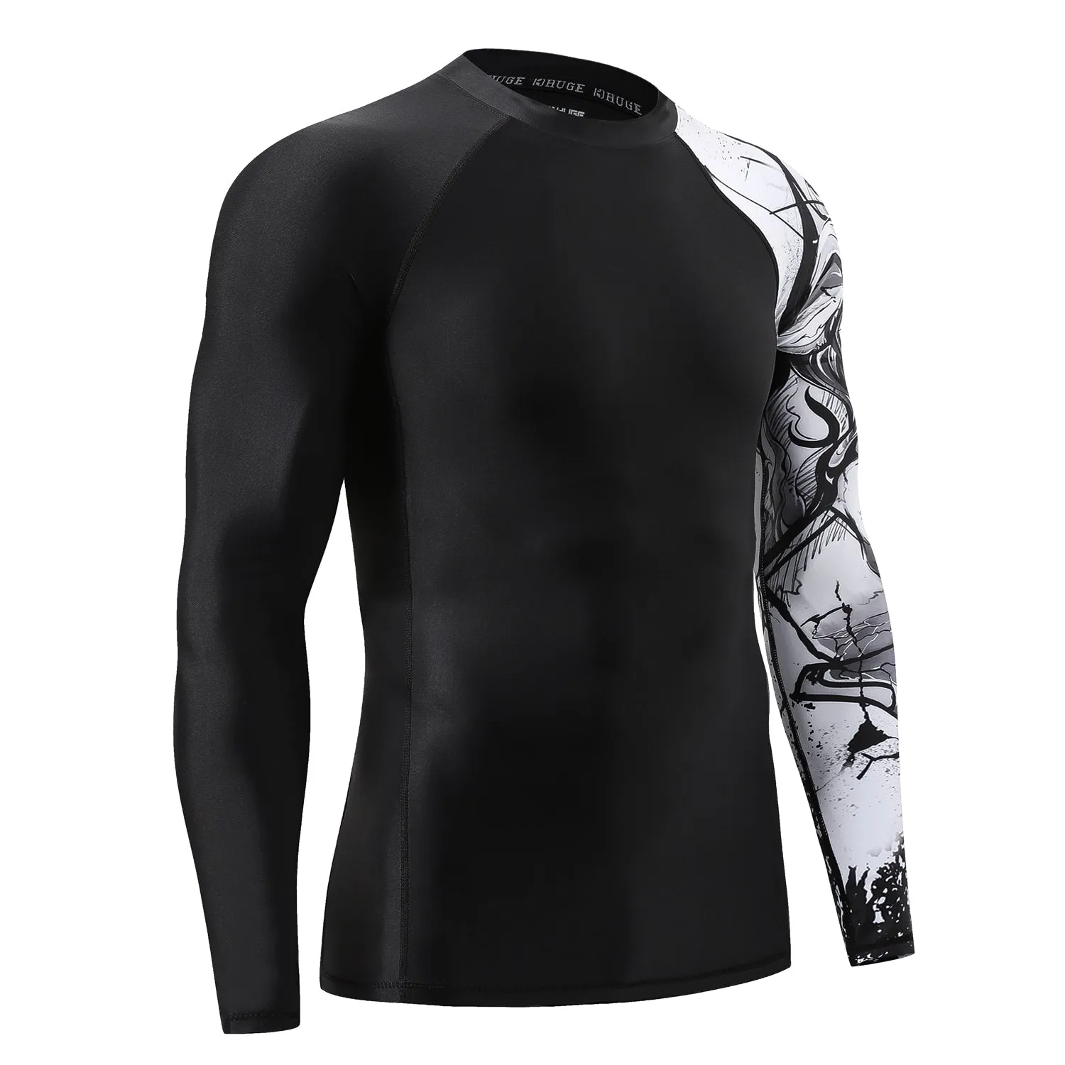 Men's Splice UV Sun Protection UPF 50  Skins Rash Guard Long Sleeves