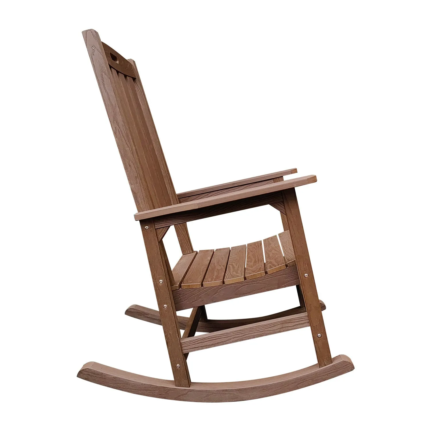 Oversized Outdoor Rocking Chair, Poly Lumber Rocker Chair, Brown