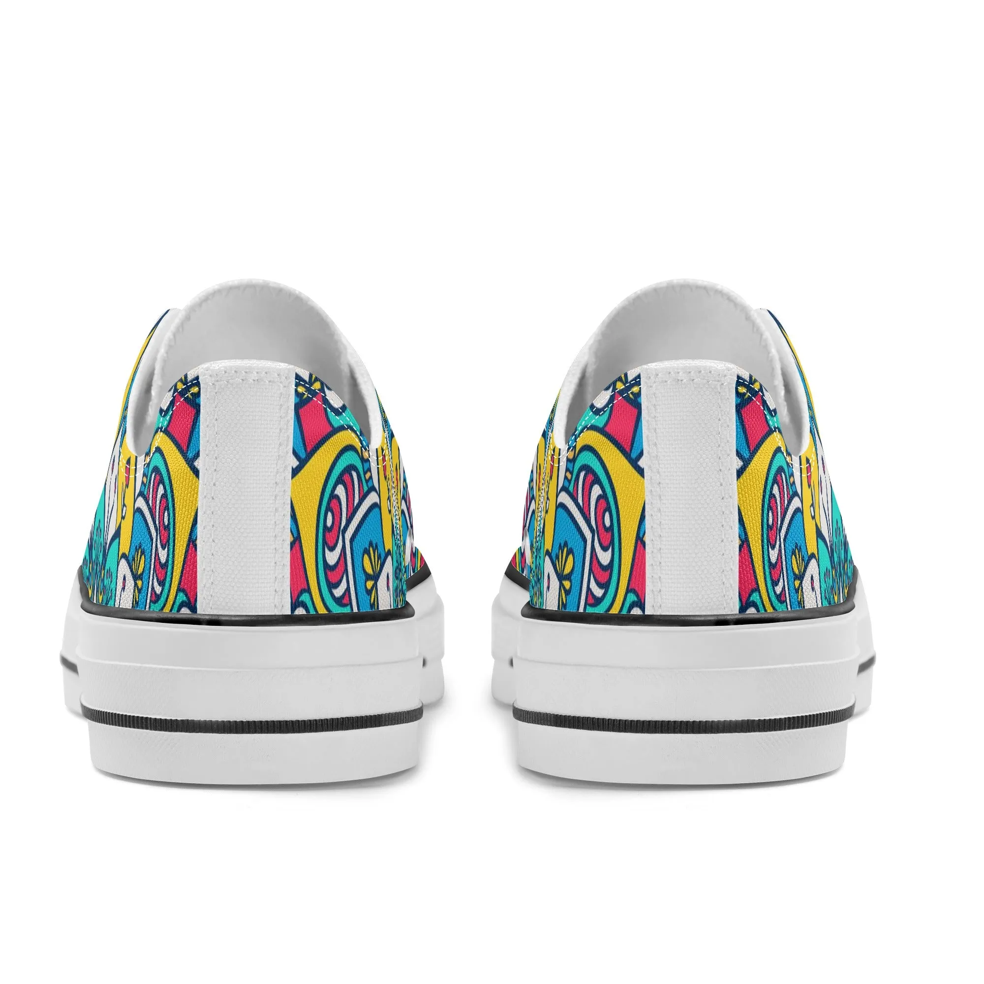 Red, Blue and Yellow Mandala Pattern - Womens Classic Low Top Canvas Shoes for Footwear Lovers