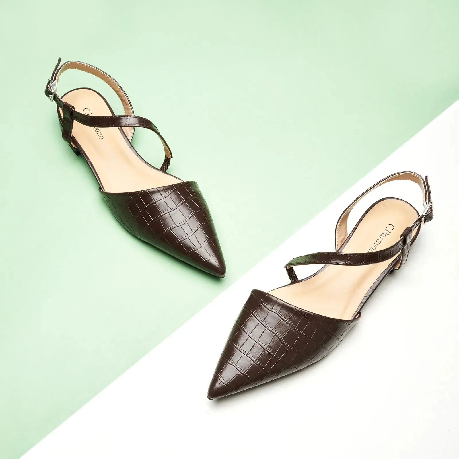 Strap-Around Slingback Flats (Freya) Coffee