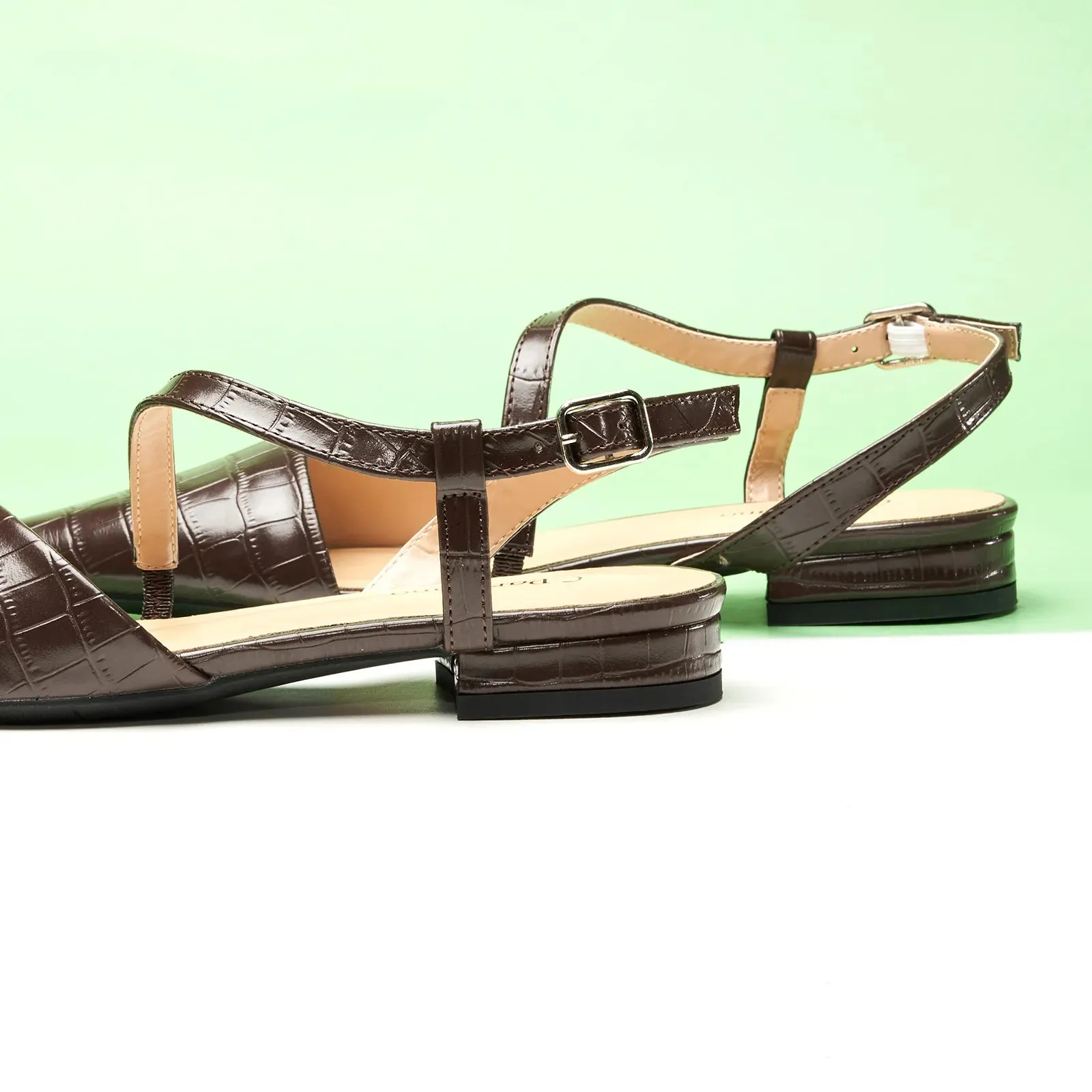 Strap-Around Slingback Flats (Freya) Coffee