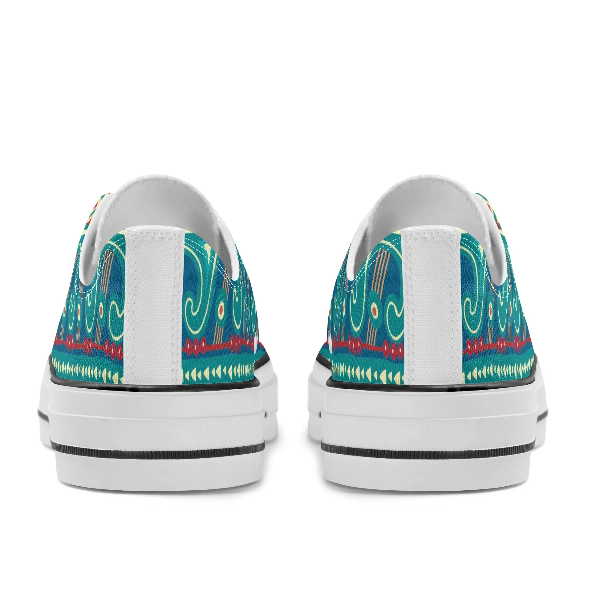 Teal Abstract Design Pattern - Mens Classic Low Top Canvas Shoes for Footwear Lovers