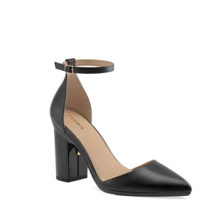 The D'Orsay Coal Satin   Block Heel Kit 4 Coal