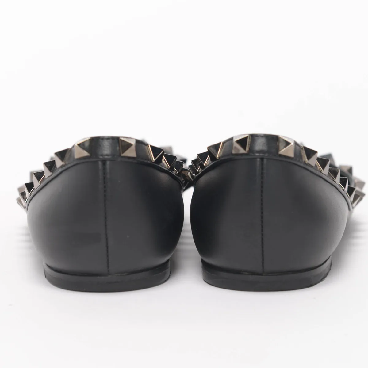 Valentino Noir Leather Rockstud Ballerina Flats 36