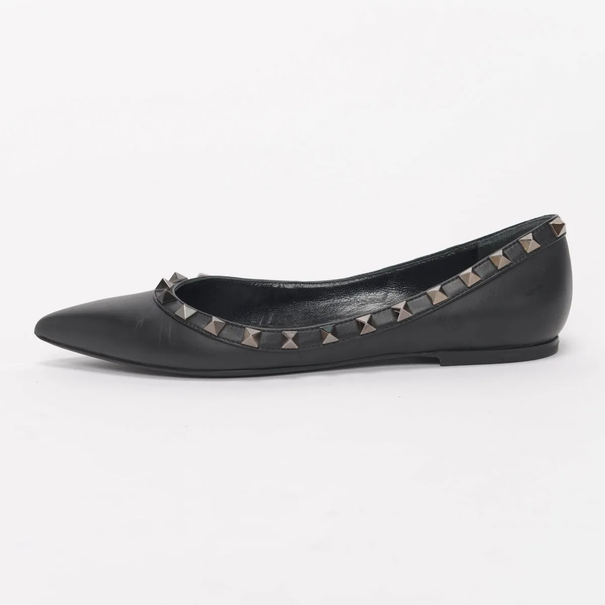 Valentino Noir Leather Rockstud Ballerina Flats 36