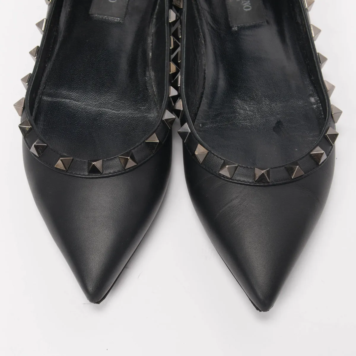 Valentino Noir Leather Rockstud Ballerina Flats 36