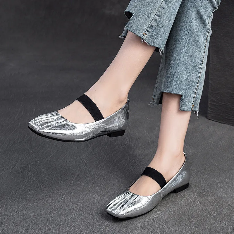 Women Casual Plaited Leather Soft Flats