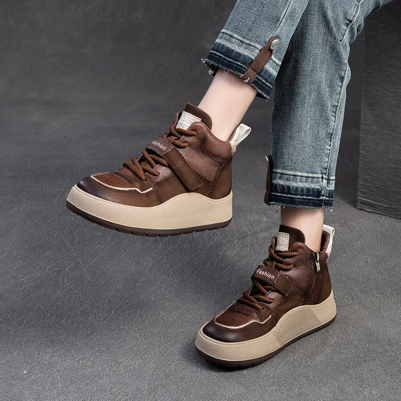 Women Cowhide Fashion Soft Comfort Casual Ankle Boots