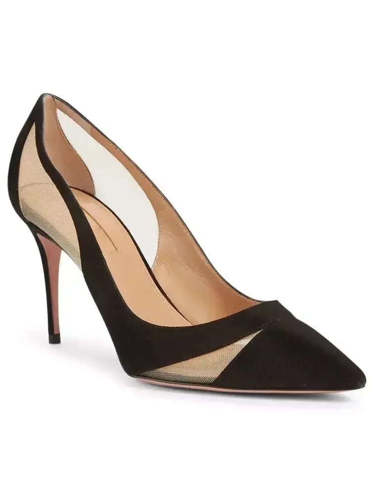 Women’s Black Suede and Mesh Pumps